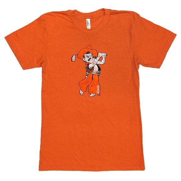 OSU • Orange Oklahoma State Gold Swinging Pete Short Sleeve Tee T-Shirt - Picture 1 of 5